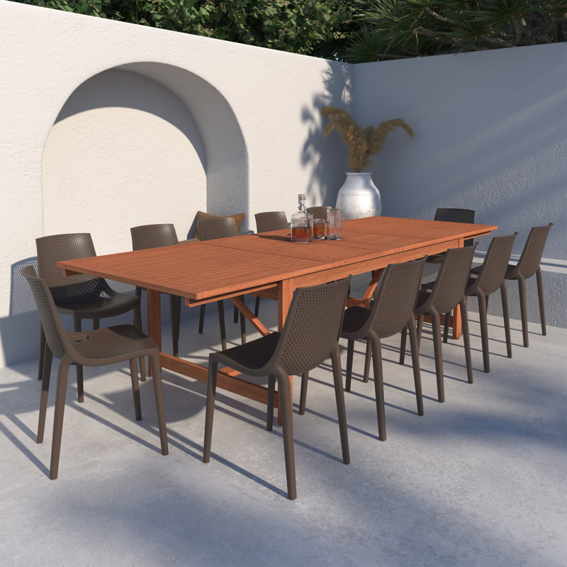 Anautica 13 Piece Patio Dining Set, Brown