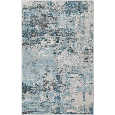 Tapis abstrait en polypropylène bleu / brun / gris tissé à la machine