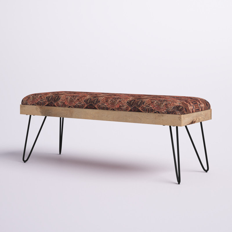 Banc sans dossier en métal et bois de manguier Chesser, Floral