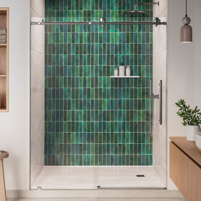 Diamant 44 - Porte de douche coulissante sans cadre 48 x 76 po en verre trempé transparent 3/8 po
