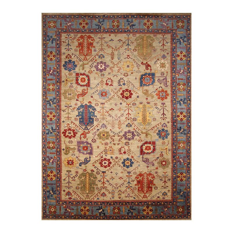 Tapis unique en brun de 9 pi 8 po x 13 pi 5 po