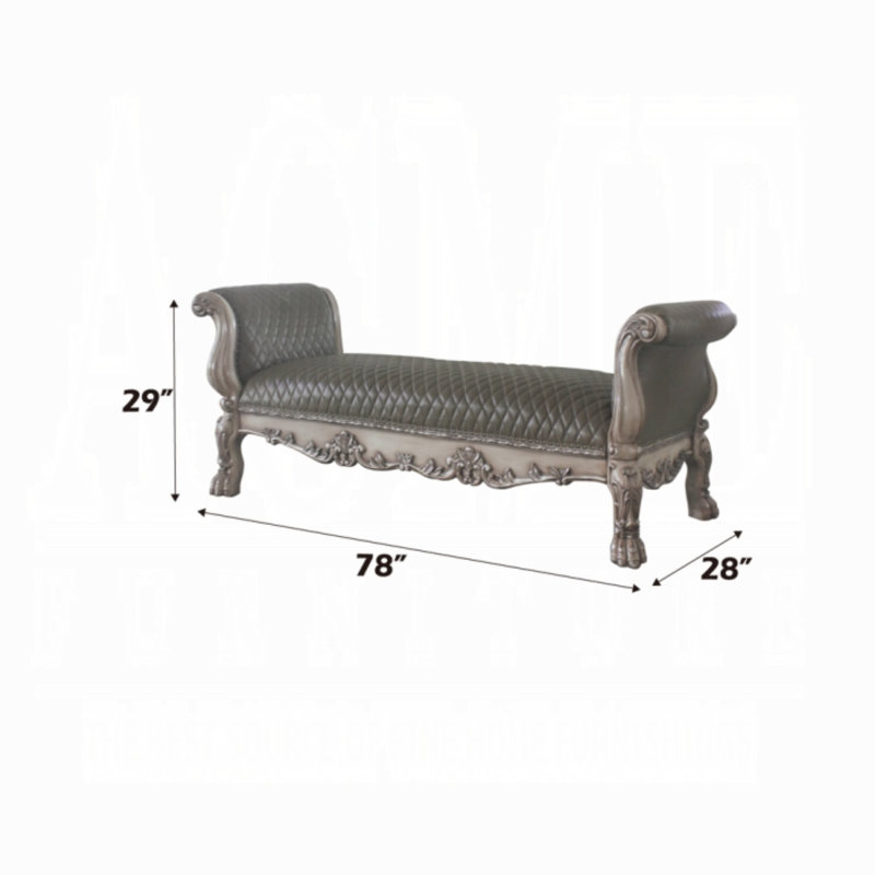 Ardel Synthetic Leather Bench, Light Gray, Vintage Bone White