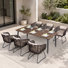 Ensemble repas pour 6 personnes en cèdre avec table rectangulaire, coussin inclus