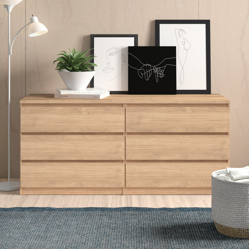 Commode double à 6 tiroirs l 60,5 po Jada, Hickory Jackson