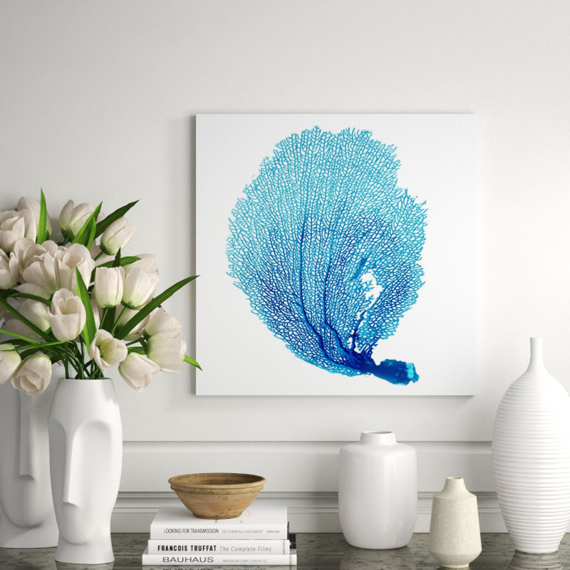 Blue Seafan Coral VI Print by Sofia Fox, Glass Coat, 24" H x 24" W