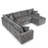 112.2"Chenille Pull Out Sofa Bed Sleeper Plush Cushions L-Shaped Grey