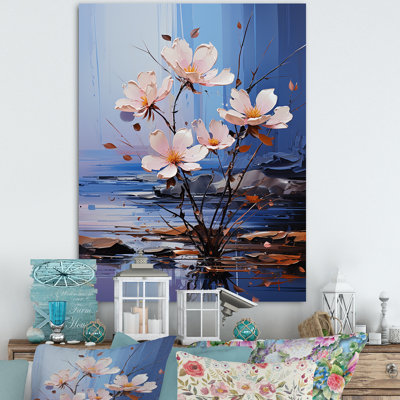 Riverside Blooms Flowers On River - Art mural fleur
