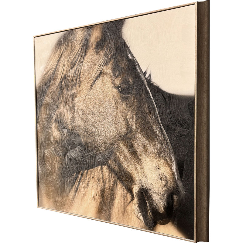 Cheval brun, art encadré sans verre