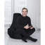 Fauteuil à billes de qualité supérieure, noir uni, 27,6 po x 31,5 po x 13,8 po | 100% polyester imperméable, rembourrage 100% en mousse de polystyrène, fermeture à glissière dissimulée | Conception moderne pour le divertissement à l'extérieur, capacité de 440 lb-674263930