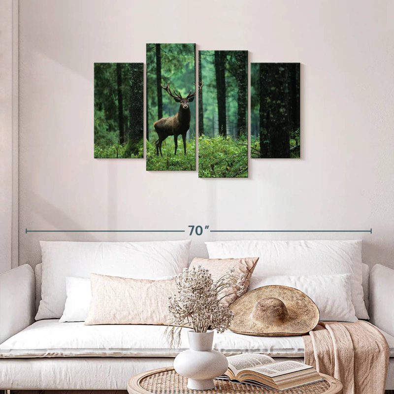 Wapiti en forêt, H 27 po x l 43 po