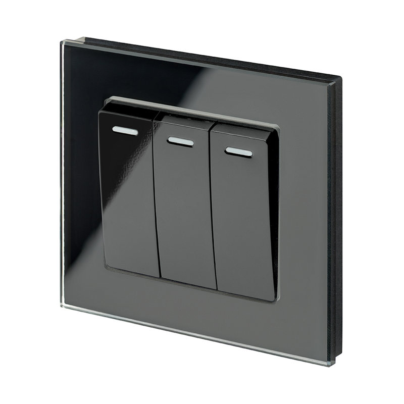 Crystal PG 3 Gang Rocker Light Switch White, Black