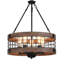 Lustre cylindrique en bois massif à 5 lumières à intensité variable 18,9 po avec accents métalliques Liahona-1886917096