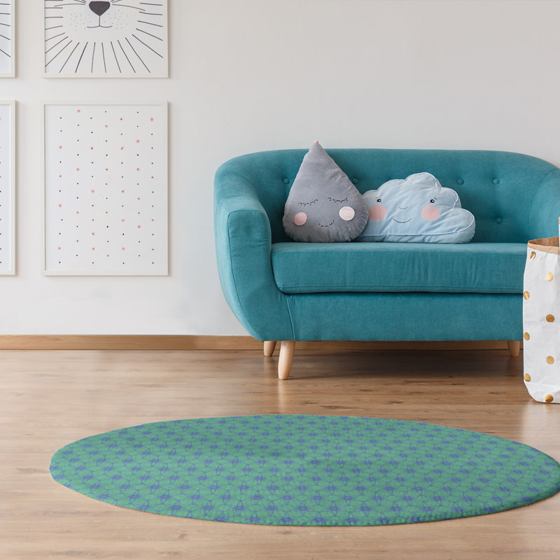 Tapis de zone verte cercles ornés, Rectangle 2 pi x 3 pi