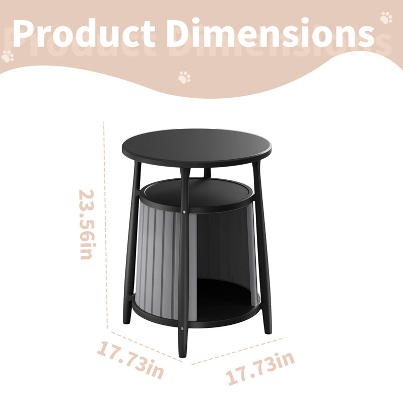 Table de bout ronde à 2 niveaux avec chat, Noir