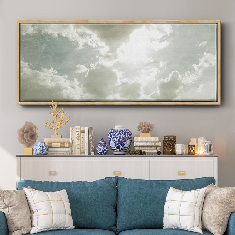 «Dygert Sky Scrapers II», impression encadrée sur toile, 12" H x 30" W x 1.5" D, Toile naturelle avec cadre flottant