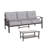 2 Piece Outdoor Patio Set, 70” All-Weather Metal 3-Seat Metal Patio Sofa And Rectangular Coffee Table , Khaki Frame With Gray Cushions-586228533-586228535