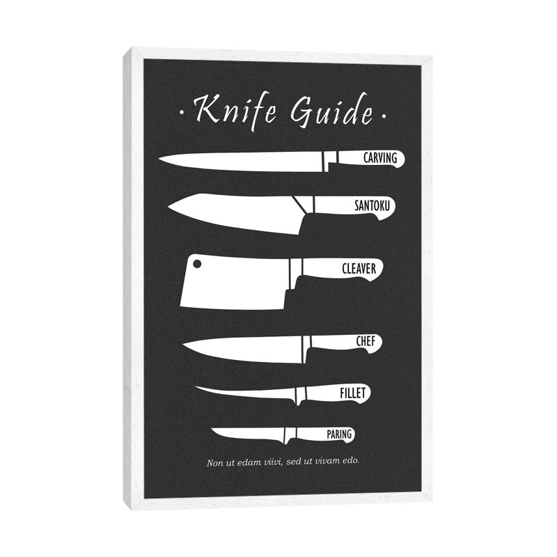 Butchery Knives by Mark Rogan - Print on Canvas, 152.4cm H x 101.6cm W x 3.81cm D, White Framed
