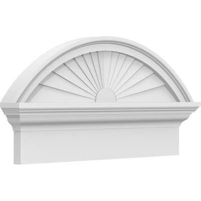 24"W x 12-7/8"H x 2-3/4"P Segment Arch Sunburst Architectural Grade PVC Combination Pediment