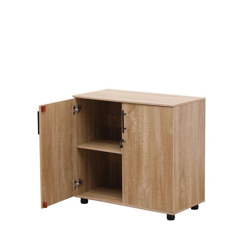 Marjorie Wood Storage Cabinet with Lock, 2 Door Locking File Tool Cabinet Cupboard with Adjustable Shelf, SonomaOak