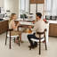 Ensemble de table en bois 3 pièces, table extensible et rotative avec tiroirs, armoire à porte en verre et 2 chaises en bois-1659922564