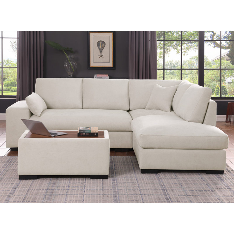 Canapé modulaire en tissu tissé beige Joshua, Tissu beige