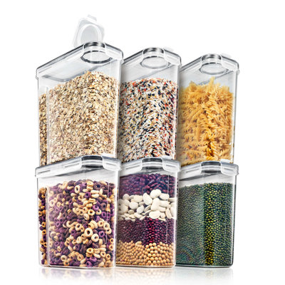 Sorbus Airtight Food Storage Dispensers for Beans, Pasta, Cereals - 6 Pack (2L/8.4 Cups)