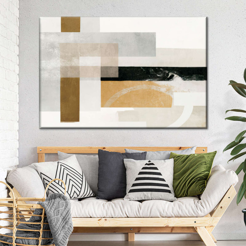 Abstract Gold And Gray Rectangles On Canvas Print, 24" H x 36" W x 1.25" D