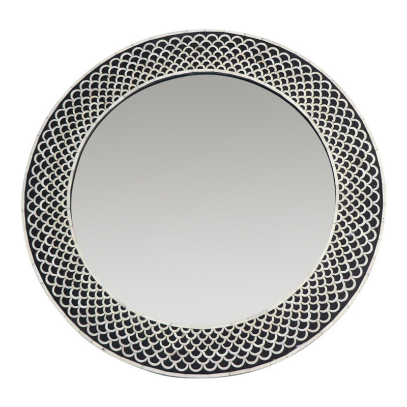 Bone Flat Wall Mirror, 32" x 32", Gray