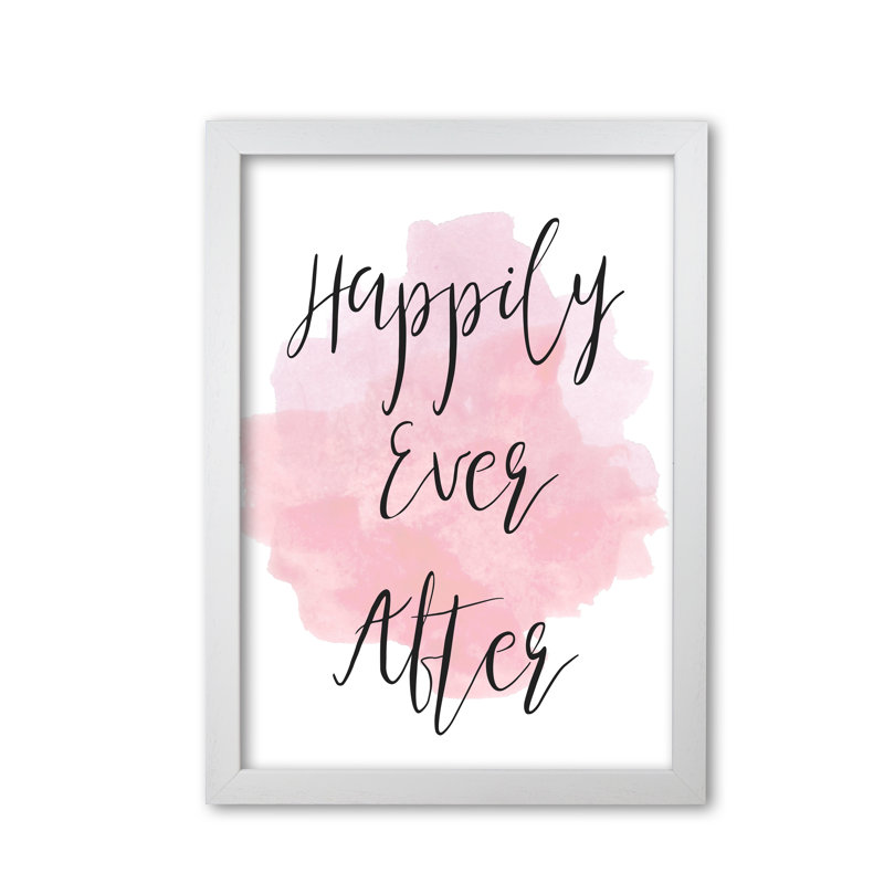 Happily Ever After Pink - Painting, White Grain Frame, 85 cm H x 60 cm W x 5 cm D