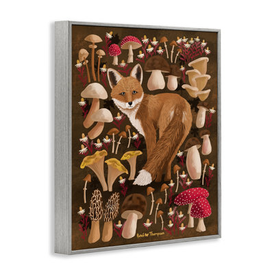 Renard et champignon champêtre, estampe numérique par Renee Thompson