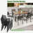 7 Pcs Outdoor Dining Set With 6 Stackable Chairs & Large Rectangle Table Garden