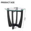 Table basse ronde en verre 23,5 po avec base en bois noir pour le salon et le bureau-38956007