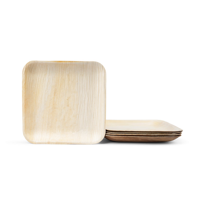 Assiettes jetables écologiques à feuilles de palmier LuxeDesigns - Ensemble de vaisselle robuste et biodégradable et compostable - Assiettes 50 pièces de 8 po pour les fêtes, les pique-niques et les rassemblements extérieurs - Assiettes naturelles r
