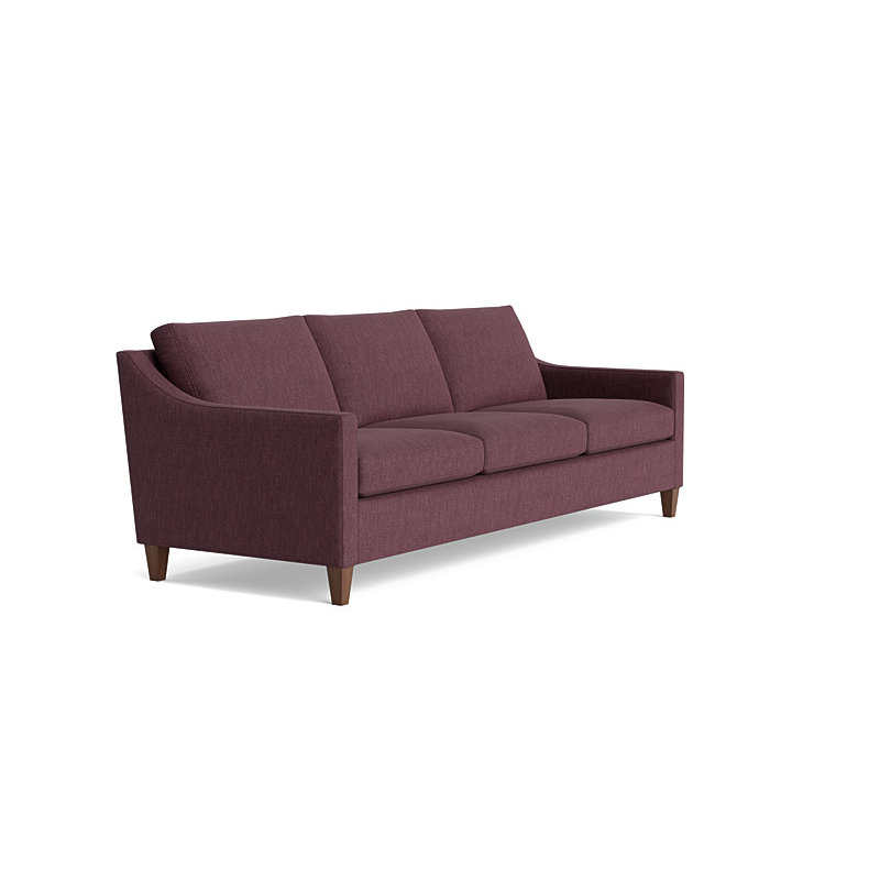 Vera Sofa (95"), Walnut Finish (Angled), Performance Weave - Aubergine
