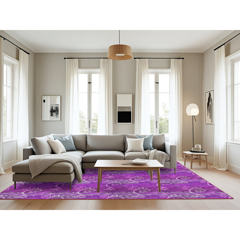 Tapis de zone rose à motif, Rectangle 8 pi x 12 pi