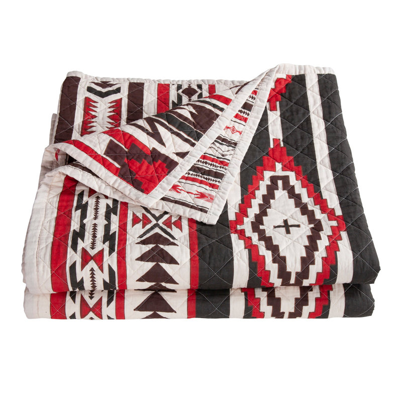 Full Black and Red Cotton Reversible Quilt Set