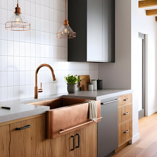 Ambiente Mexican Copper Crafts 33x22" Rectangular Farmhouse Copper Kitchen Sink - Apron Single Bowl Drop-In Sink for Home Improvement, Pure Copper Kitchen Sink, Undermount or Drop-In Installation