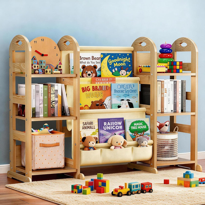 Organisateur de rangement pour jouets à 6 tablettes - Bibliothèque à 3 niveaux pour la chambre à coucher ou la salle de jeux, organisation et décoration de pièce