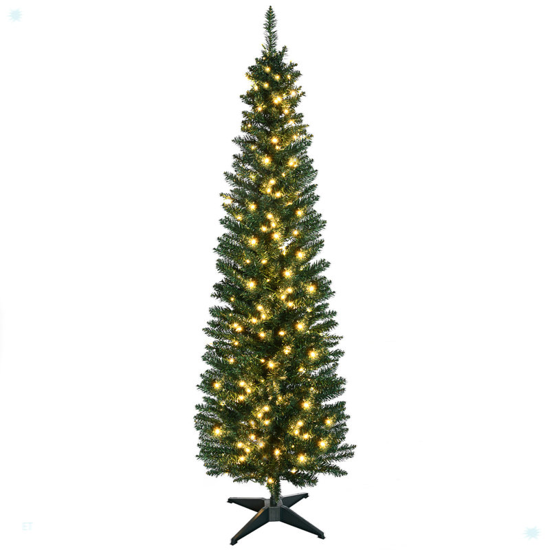 Grand sapin de Noël artificiel pré-éclairé avec branches réalistes, 7'