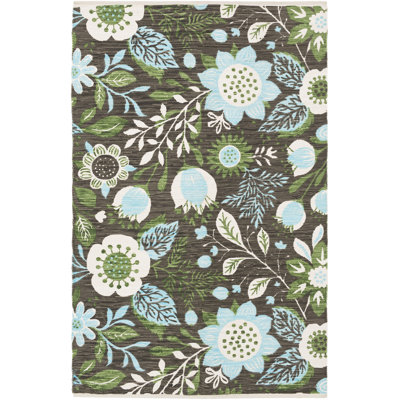 Flatweave Cotton Floral Indoor Rug