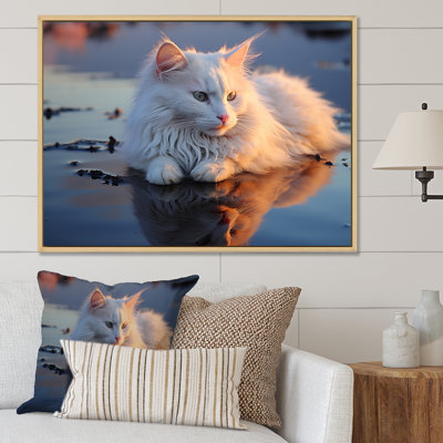 Chat tranquillité sur la plage - décoration murale chat