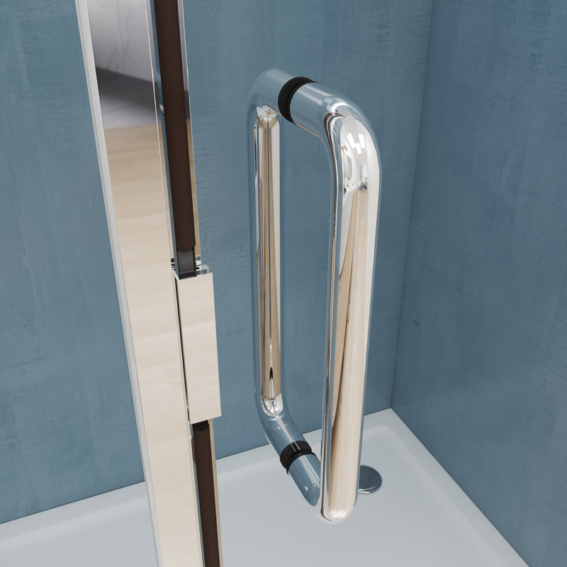 Ensemble de quincaillerie de porte de douche sans cadre: charnières, poignées pour verre de 5/16 po à 3/8 po, Chrome