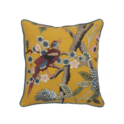 Textured AND Embroidered Cotton Paradise Throw Pillow