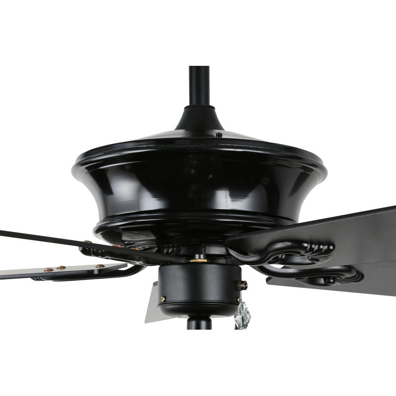 52" Black Crystal Chandelier Ceiling Fan with Remote and Reversible Blades