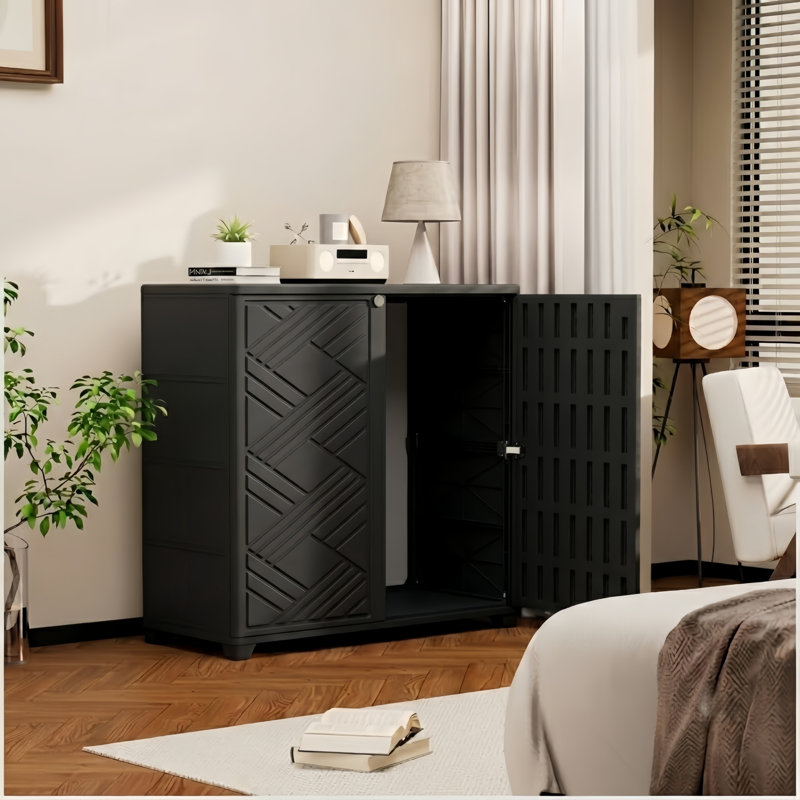  Decksplore 75 Gallons Diamond-shaped Weatherproof Outdoor Storage Cabinet, Black