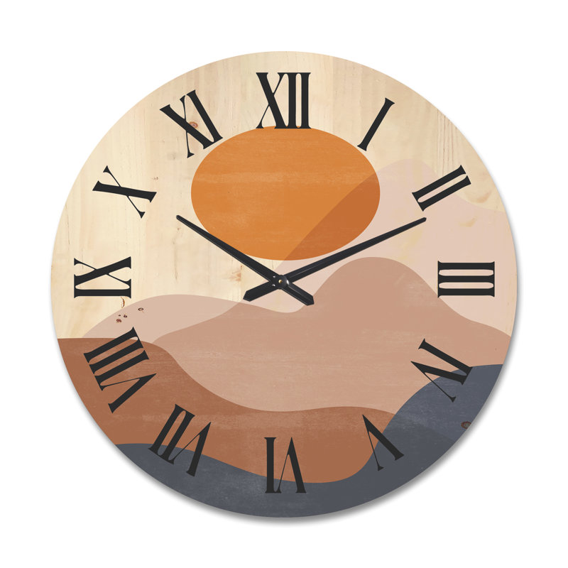 Horloge murale abstraite lune en bois aux tons terreux II, Grand