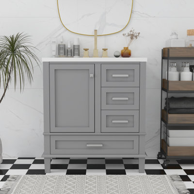 Meuble-lavabo simple 30 po avec plateau en résine Sedlik