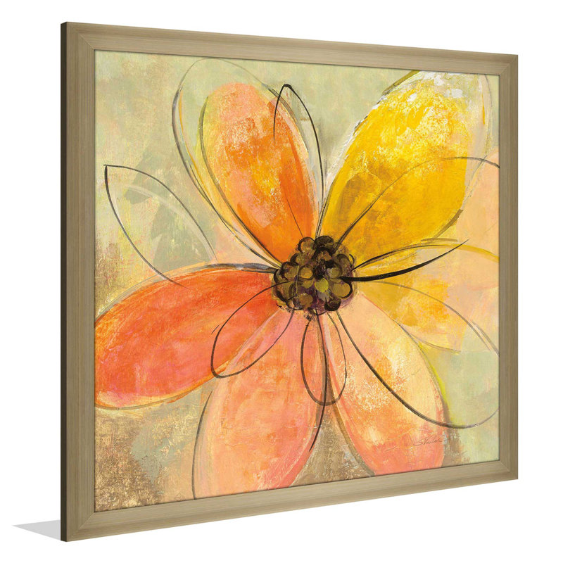 «Neon Floral II», reproduction de peinture à l'aquarelle sur toile, H 21,5 po x l 21,5 po x P 0,75 po, Encadrement champagne