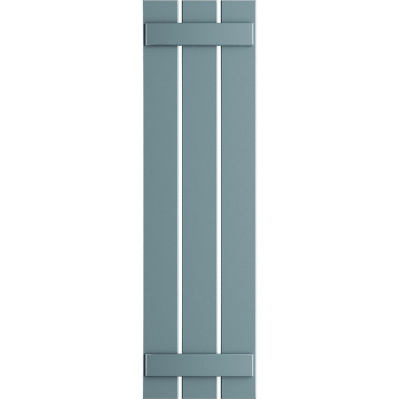 Volets en PVC True Fit à trois planches espacées, Bleu paisible, H 42 po x l 17,125 po x P 0,625 po