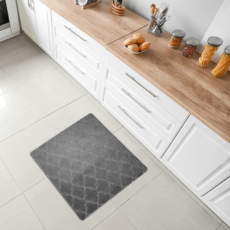 Tapis de cuisine, gris, Carré 2 pi 8 po